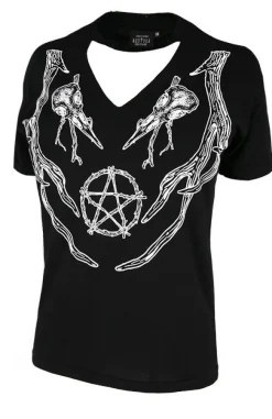 Restyle Black pagan tshirt with choker Antlers Top