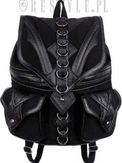 Restyle Black School bag with pockets, 90s backpack "DRAGON BACKPACK"
