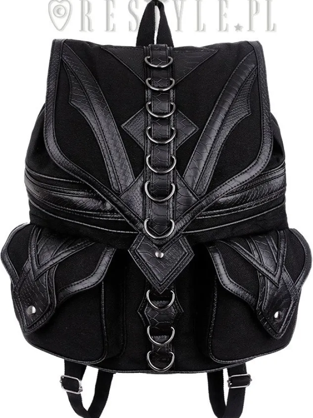 Restyle Black School bag with pockets, 90s backpack "DRAGON BACKPACK"