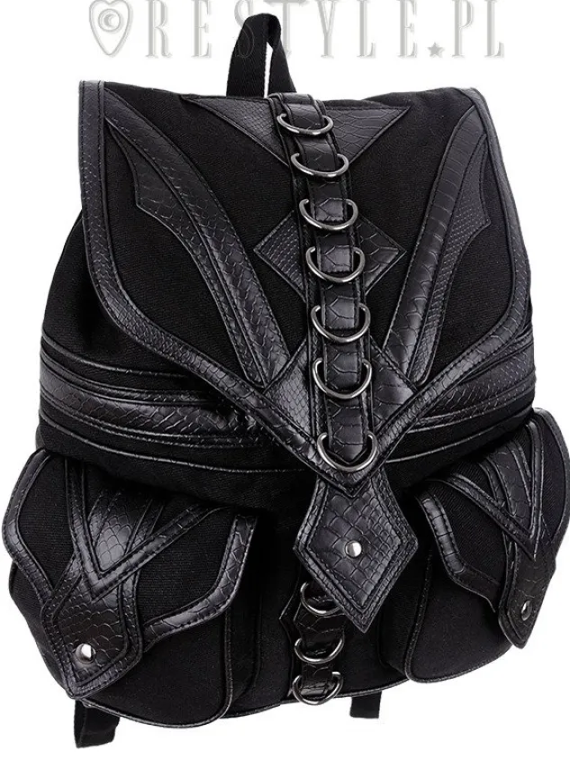 Restyle Black School bag with pockets, 90s backpack "DRAGON BACKPACK"