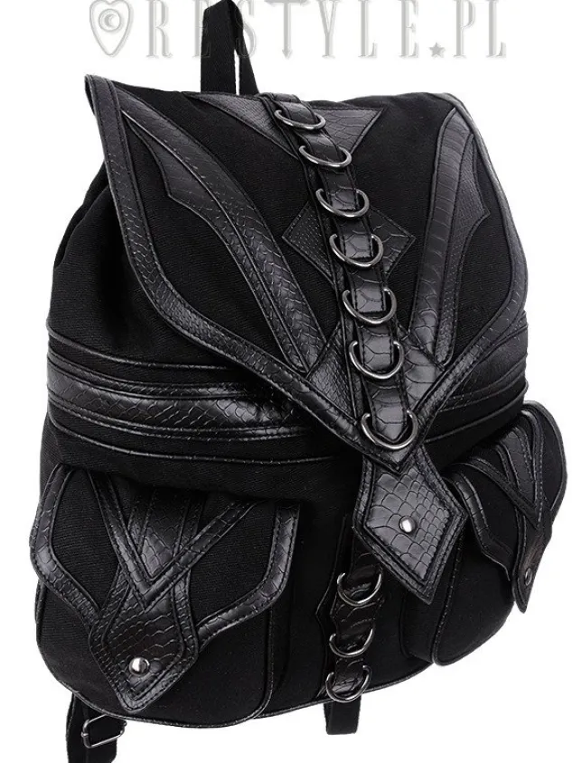 Restyle Black School bag with pockets, 90s backpack "DRAGON BACKPACK"