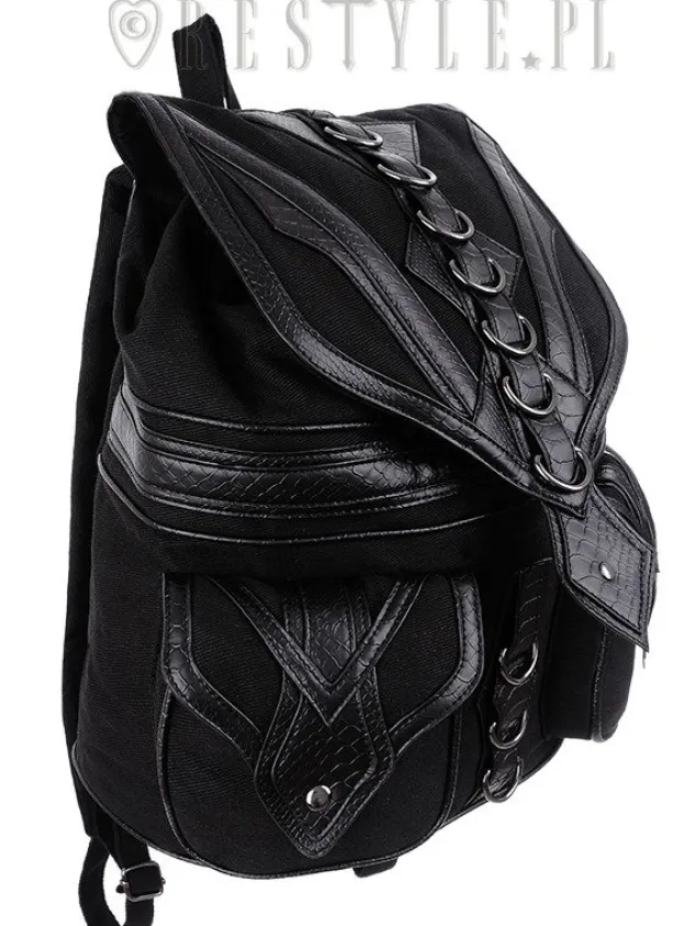 Restyle Black School bag with pockets, 90s backpack "DRAGON BACKPACK"