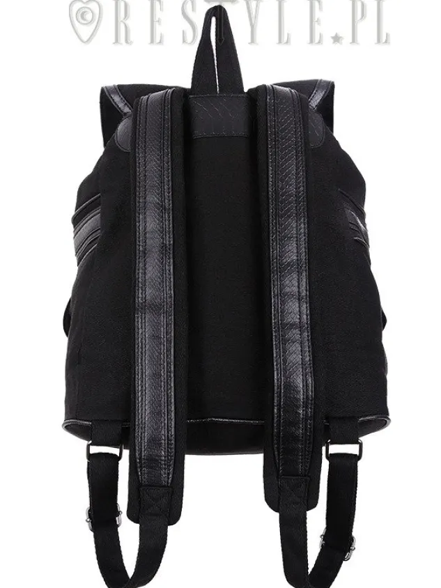 Restyle Black School bag with pockets, 90s backpack "DRAGON BACKPACK"