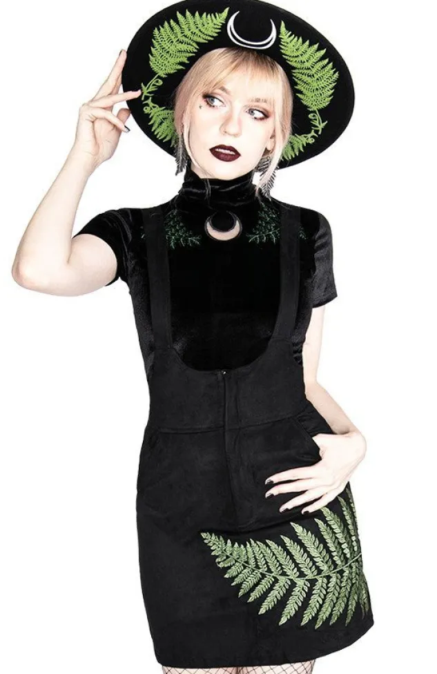 Restyle Black Velvet Forest Top with embroidery FERN VELVET TOP