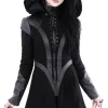 Restyle Black winter jacket with pockets, detachable hood "FUTURE GOTH COAT"