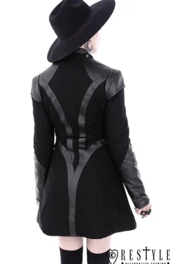 Restyle Black winter jacket with pockets, detachable hood 