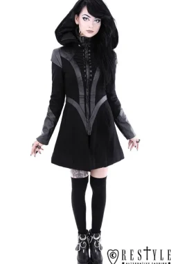 Restyle Black winter jacket with pockets, detachable hood 