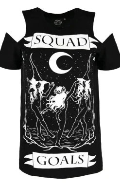 Restyle Black witches cold shoulder T-shirt Squad Goals