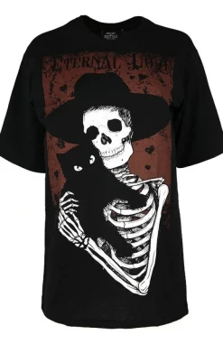 Restyle Black women oversize t-shirt skeleton ETERNAL LOVE