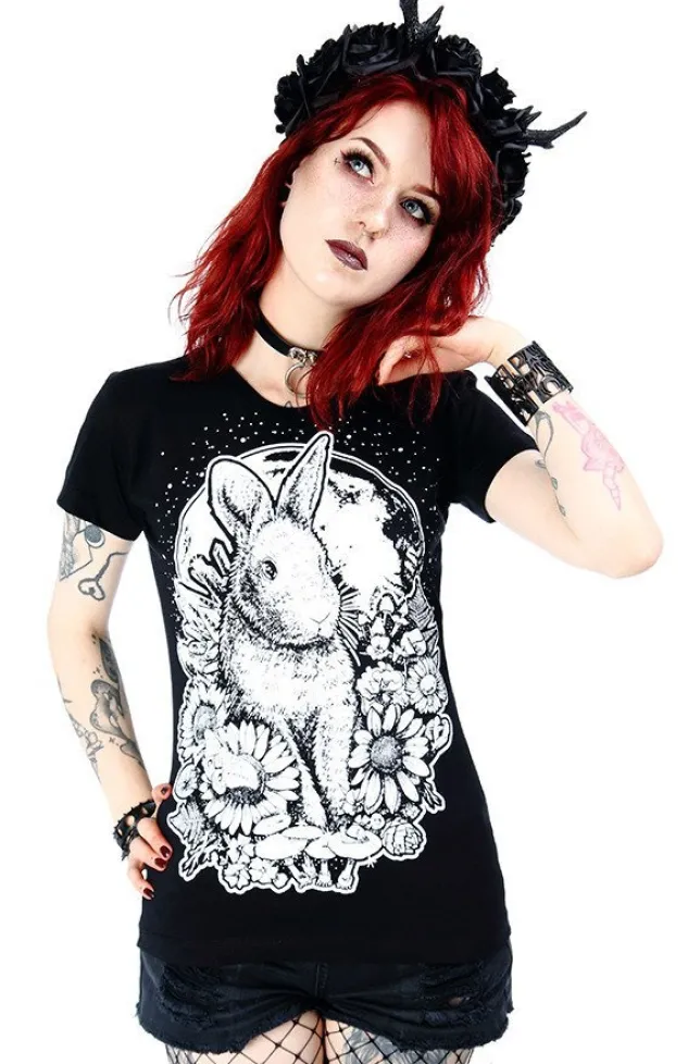 Restyle Black women`s T-shirt Moon Bunny