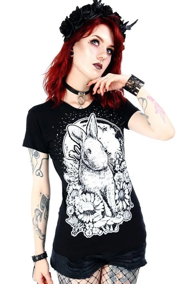 Restyle Black women`s T-shirt Moon Bunny