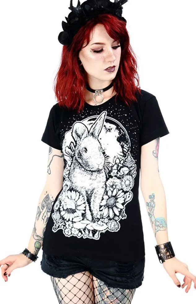 Restyle Black women`s T-shirt Moon Bunny