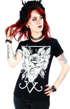 Restyle Black women`s T-shirt Threeheaded cat