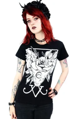 Restyle Black women`s T-shirt Threeheaded cat