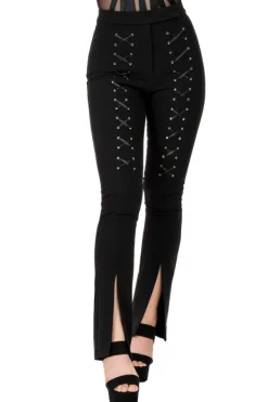 Restyle BONDED FLARE TROUSERS, HIGH WAIST LACED UP PANTS