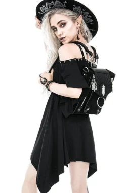 Restyle Calista Tunic, Black Jersey Dress with a Crescent
