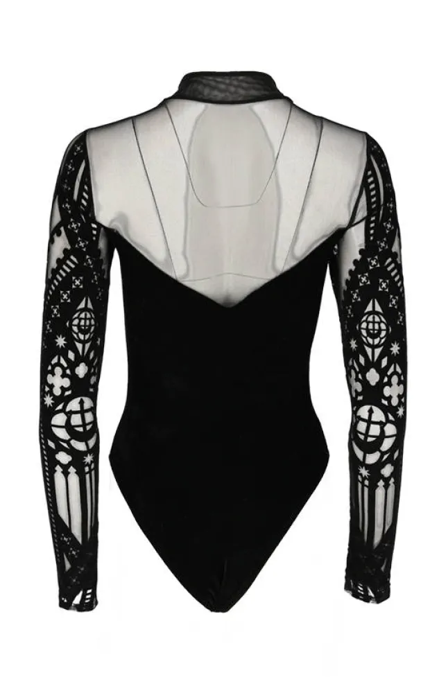 Restyle CATHEDRAL DRAGONFLY MESH & VELVET BODYSUIT