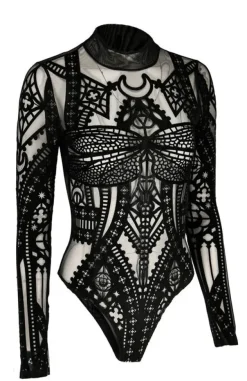 Restyle CATHEDRAL DRAGONFLY MESH & VELVET BODYSUIT