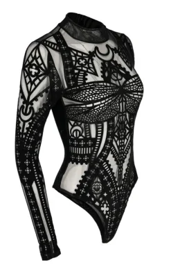 Restyle CATHEDRAL DRAGONFLY MESH & VELVET BODYSUIT