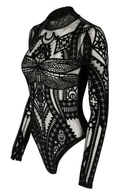 Restyle CATHEDRAL DRAGONFLY MESH & VELVET BODYSUIT