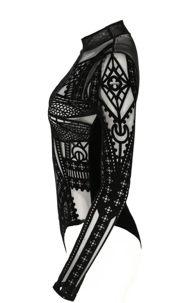 Restyle CATHEDRAL DRAGONFLY MESH & VELVET BODYSUIT