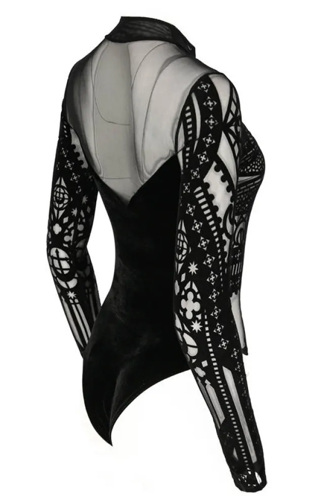 Restyle CATHEDRAL DRAGONFLY MESH & VELVET BODYSUIT