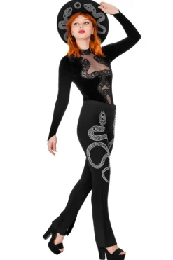 Restyle CATHEDRAL SNAKE BODYSUIT Velvet body with elongated sleeves