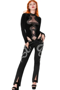 Restyle CATHEDRAL SNAKE BODYSUIT Velvet body with elongated sleeves