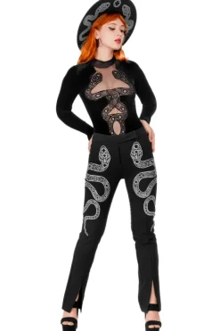 Restyle CATHEDRAL SNAKE BODYSUIT Velvet body with elongated sleeves