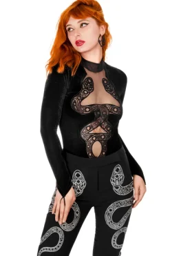 Restyle CATHEDRAL SNAKE BODYSUIT Velvet body with elongated sleeves