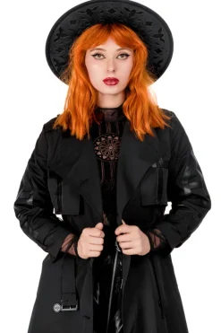 Restyle CATHEDRAL TRENCH COAT WITH LASER CUT ROSETTE