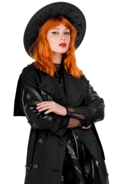Restyle CATHEDRAL TRENCH COAT WITH LASER CUT ROSETTE