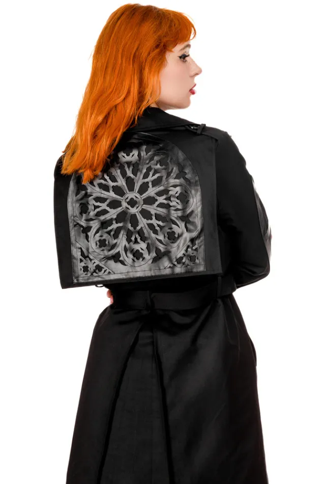 Restyle CATHEDRAL TRENCH COAT WITH LASER CUT ROSETTE