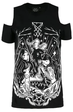 Restyle Cold shoulder LUCIFER T-shirt Occult blouse