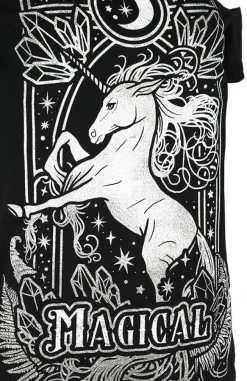 Restyle Cold shoulder T-shirt MAGICAL UNICORN GRAY