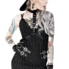 Restyle Collared Pinstriped Mini Gothic Dress