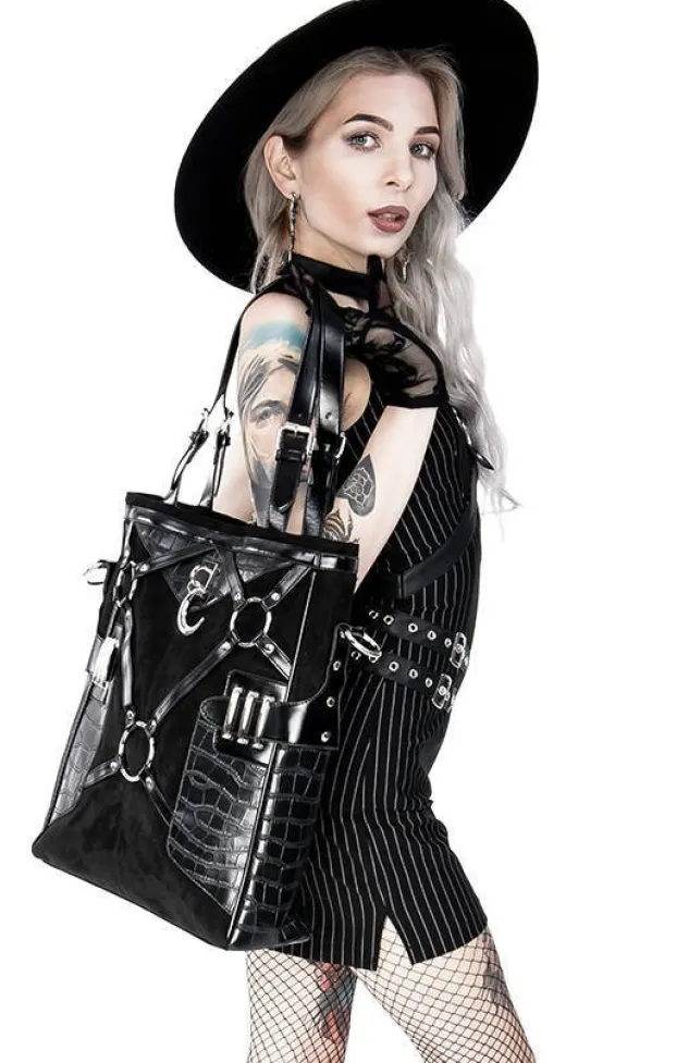Restyle Collared Pinstriped Mini Gothic Dress