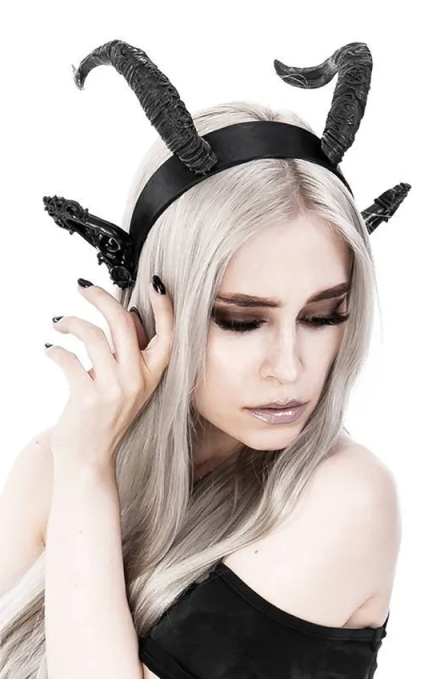 Restyle DARK ELF Gothic Headpiece with horns and ears