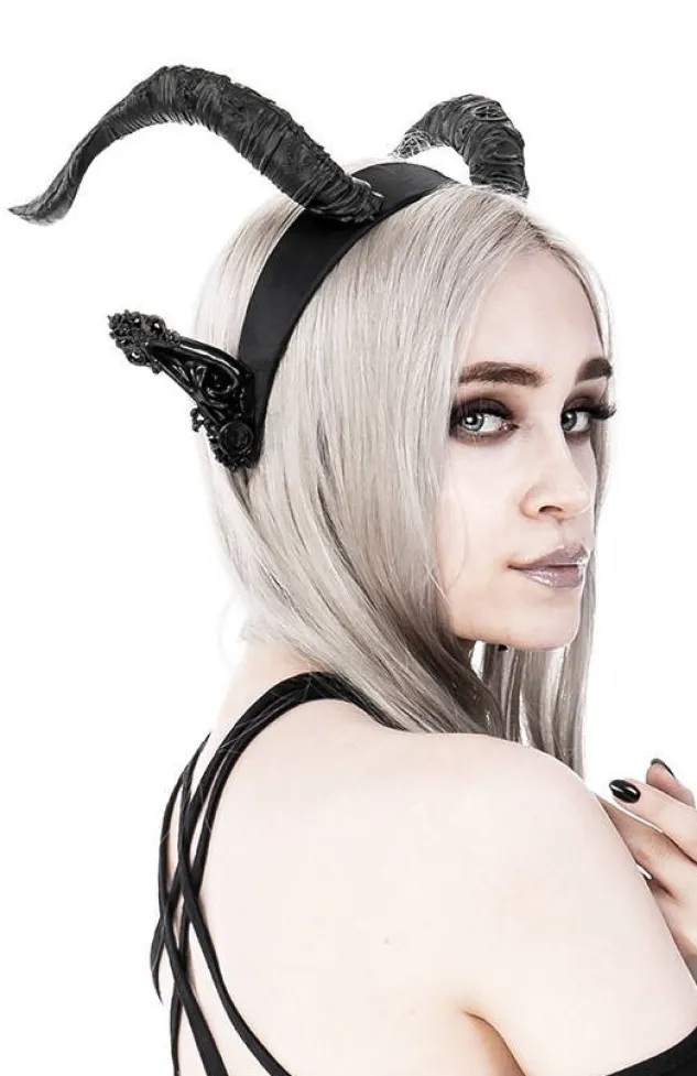 Restyle DARK ELF Gothic Headpiece with horns and ears