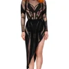 Restyle DESIREE SKIRT Asymmetric Skirt with PU seams