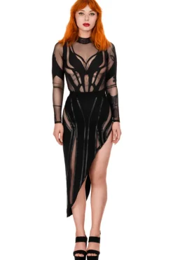 Restyle DESIREE SKIRT Asymmetric Skirt with PU seams