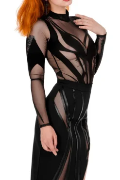Restyle DESIREE SKIRT Asymmetric Skirt with PU seams