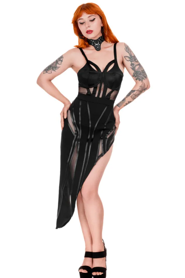 Restyle DESIREE SKIRT Asymmetric Skirt with PU seams
