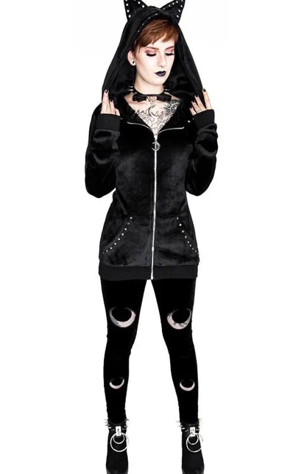 Restyle DOUBLE CRESCENT VELVET LEGGINGS gothic black leggings