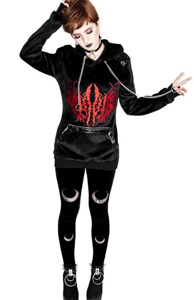 Restyle DOUBLE CRESCENT VELVET LEGGINGS gothic black leggings