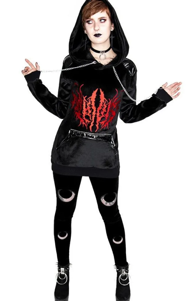 Restyle DOUBLE CRESCENT VELVET LEGGINGS gothic black leggings