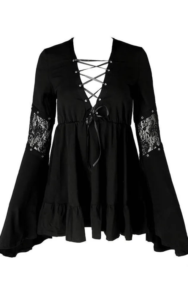 Restyle Eden Black Cotton Floaty Dress