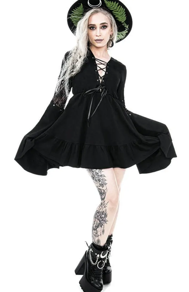 Restyle Eden Black Cotton Floaty Dress