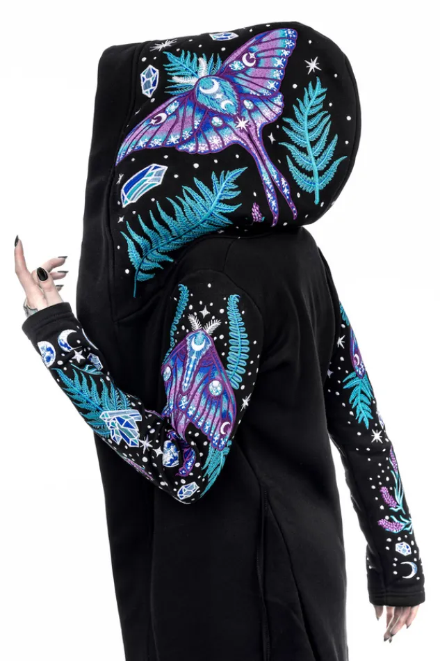 Restyle ENCHANTED FOREST HOODIE with detailed embroidery moth and fern