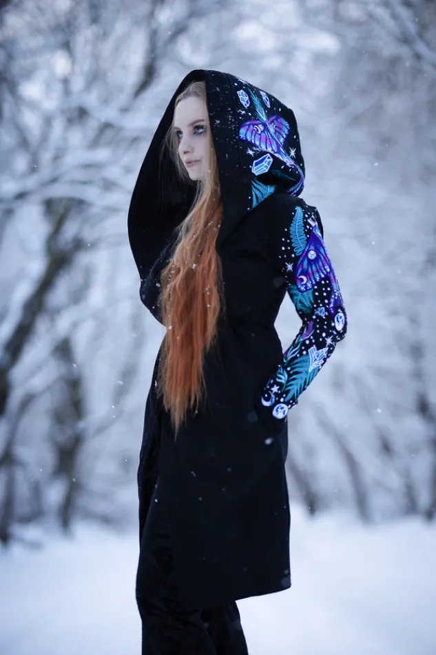 Restyle ENCHANTED FOREST HOODIE with detailed embroidery moth and fern